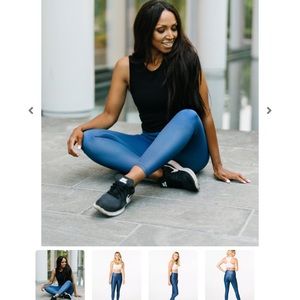 Zyia Blue Metallic light n Tights Hi-Rise 7/8